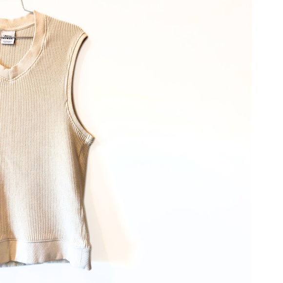Zara Waffle Knit Pullover Vest Cream Size M - Picture 2 of 7